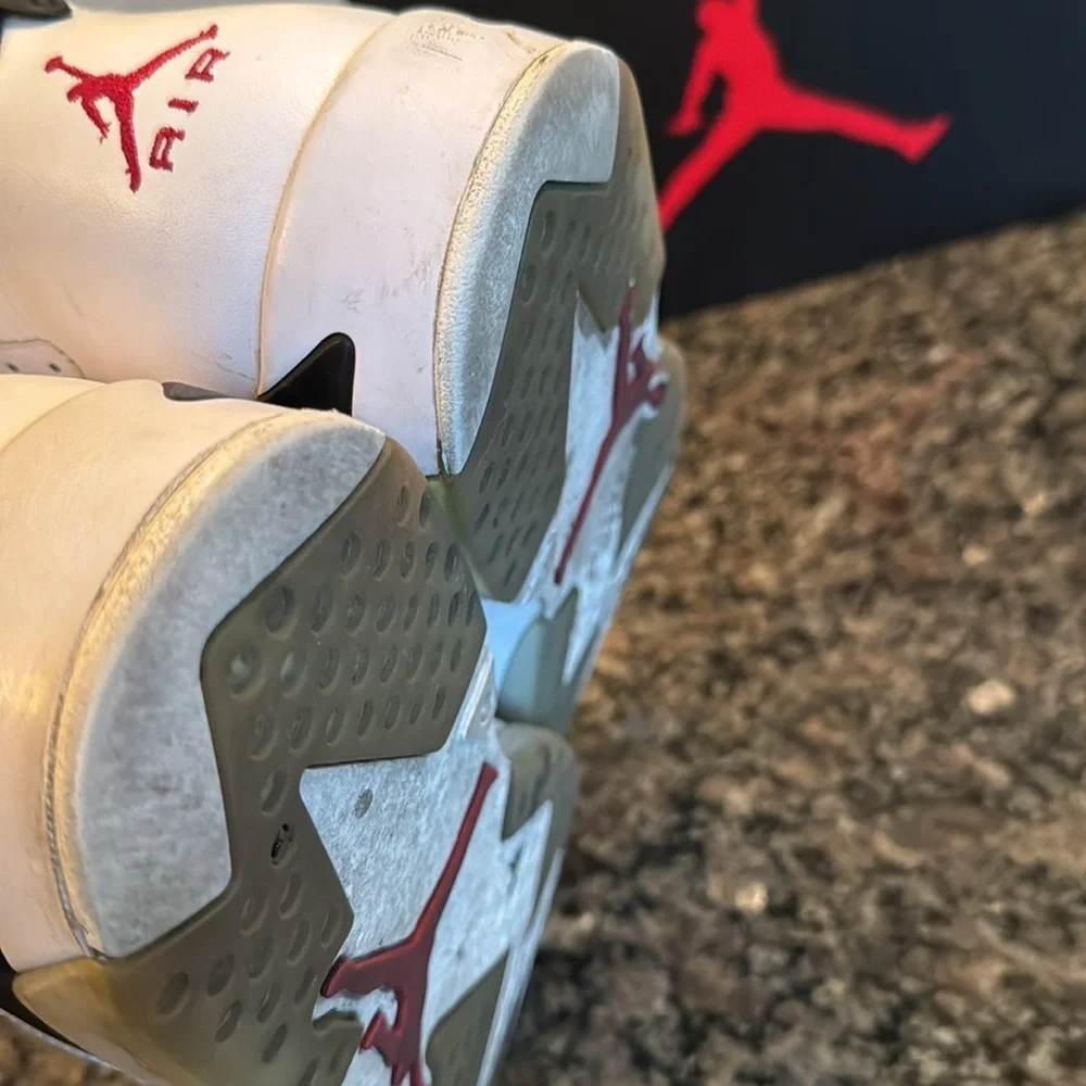 Air Jordan retro 6 Carmine Red and White Sneakers EUC 10.5